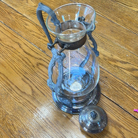 Vintage silver plated tilting coffee stand and carafe. No markings. Glass carafe - Picture 4 of 13